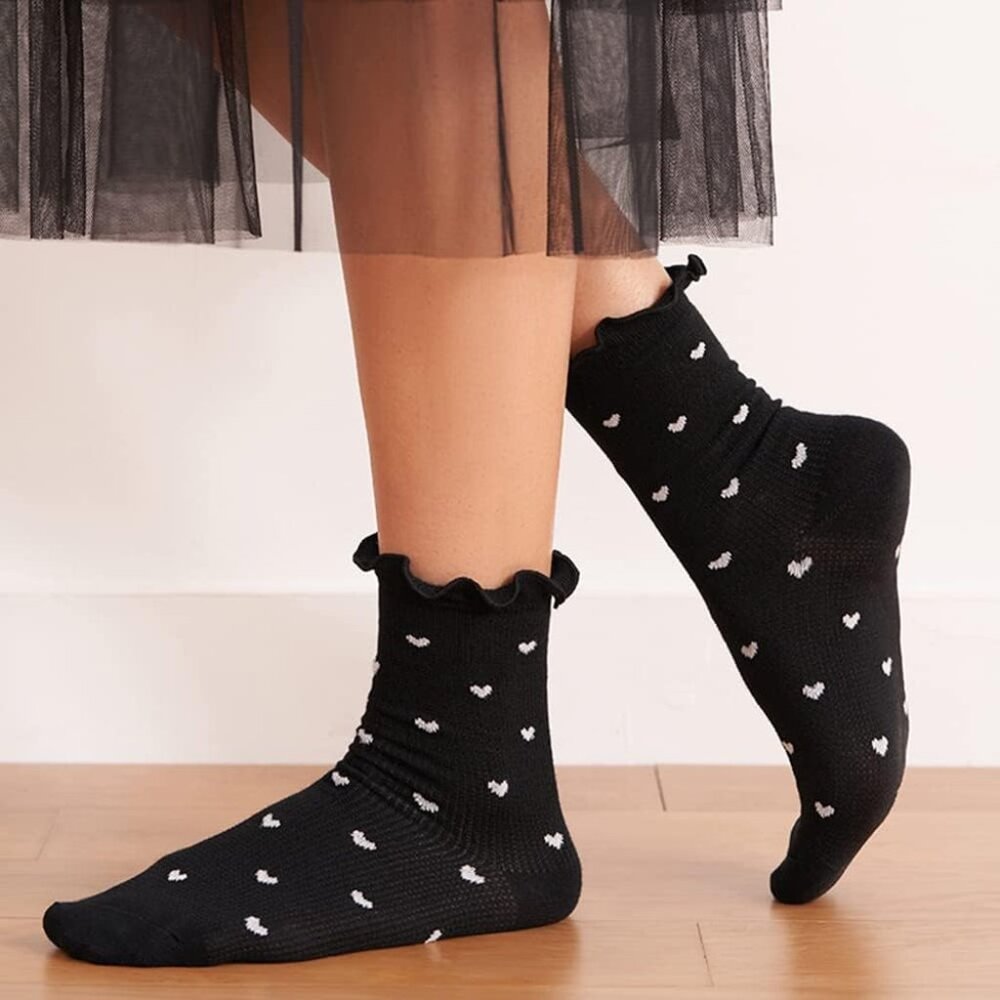 Womens Socks, Ruffle Casual Ankle Socks Breathable Cool Cotton Knit Lettuce Crew View 3